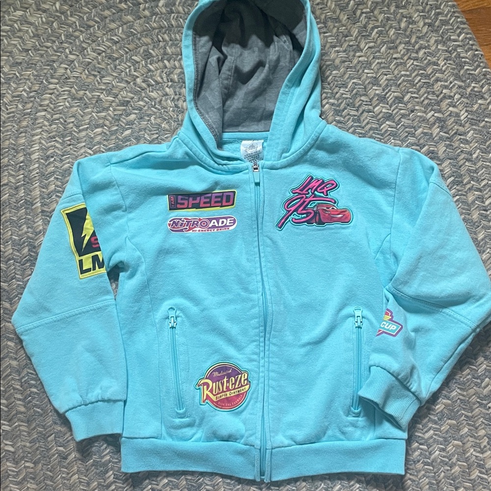 Disney Cars Lightening McQueen turquoise zipped hoodie - Size 7/8